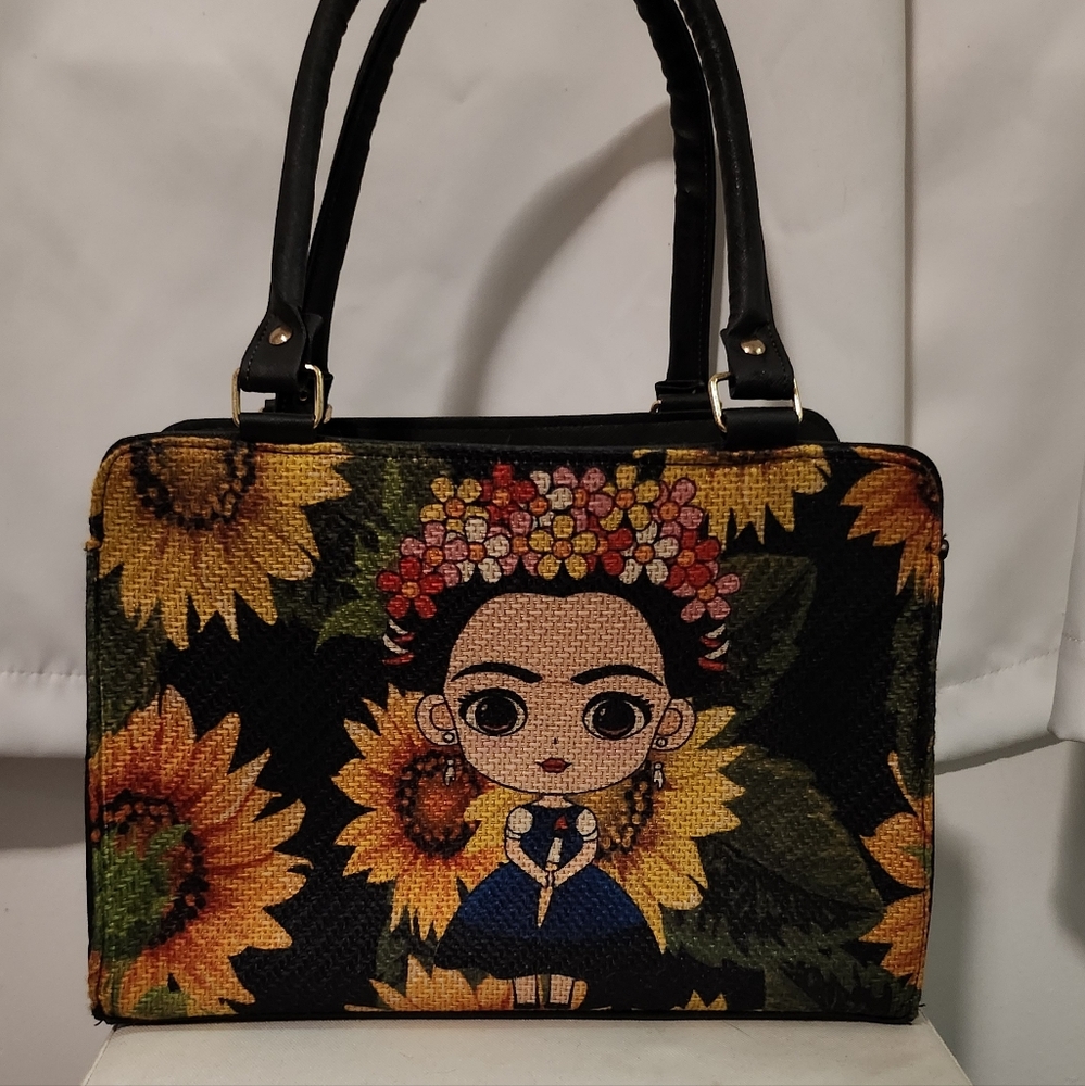 Young Freida Kahlo Sunflower Shoulder Bag